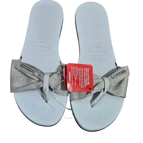 Havaianas Beige Fabric Women's Sandals Sz 7/8W - Picture 2 of 6